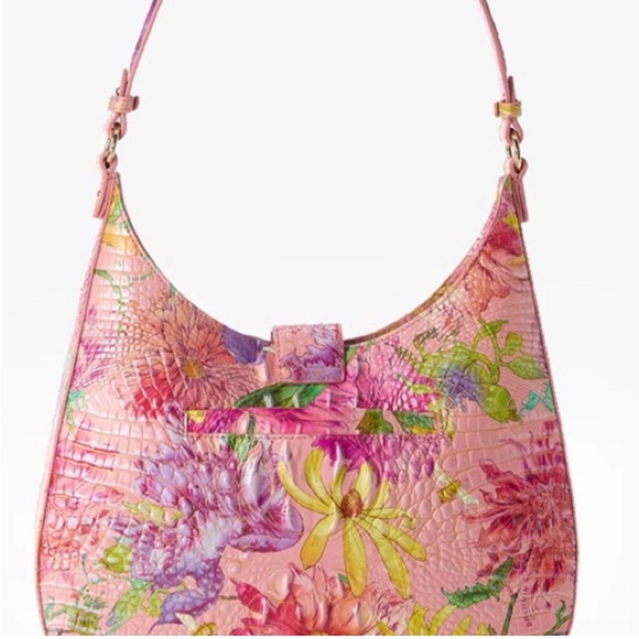 Brahmin Fallon Perennial Vibrant Pink and Purple Floral Shoulder Bag - Picture 2 of 7